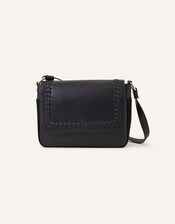 Leather Stitch Detail Cross-Body Bag, , large