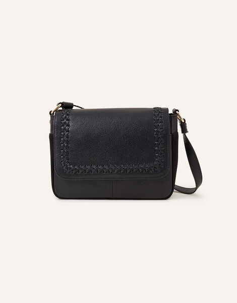 Leather Stitch Detail Cross-Body Bag, , large