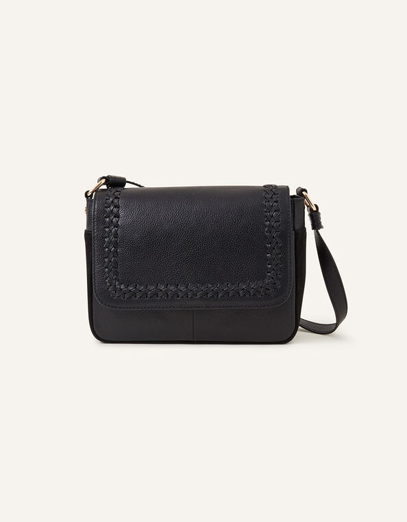 Leather Stitch Detail Cross-Body Bag, , large