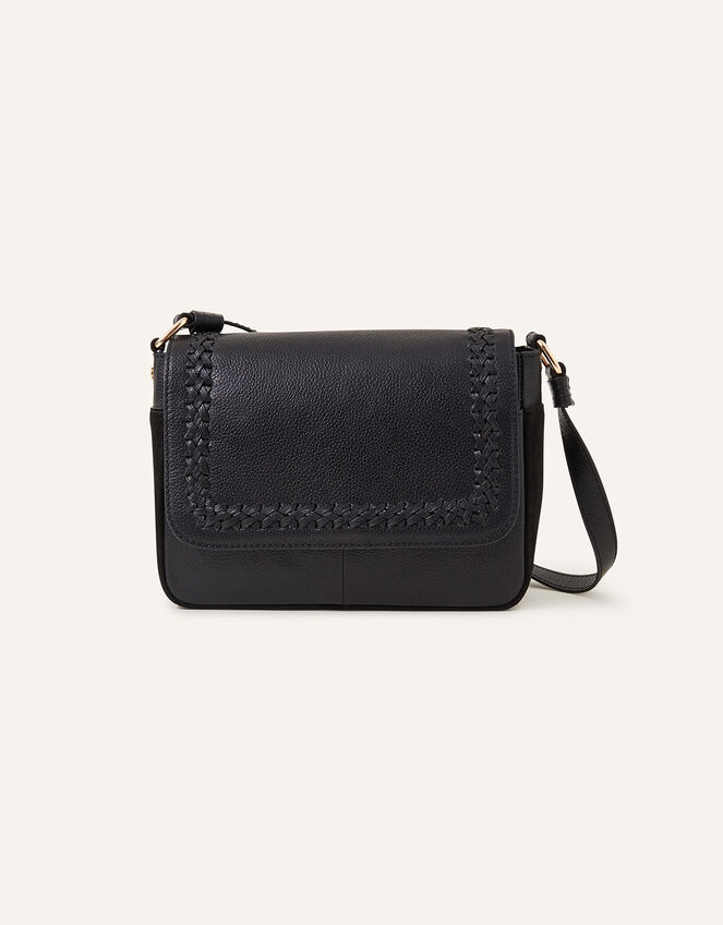 Leather Stitch Detail Cross-Body Bag, , large