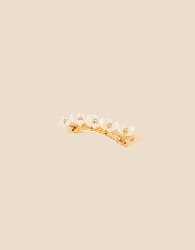 Pearl Flower Barrette Clip, , large