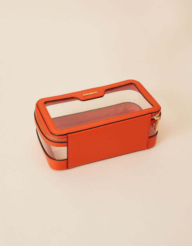 Clear Make Up Bag, Orange (ORANGE), large