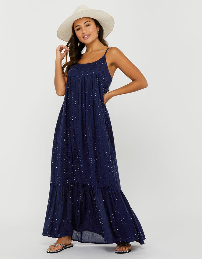 Sequin Maxi Dress, Blue (NAVY), large