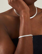 Sterling Silver-Plated Snake Chain Bracelet, , large