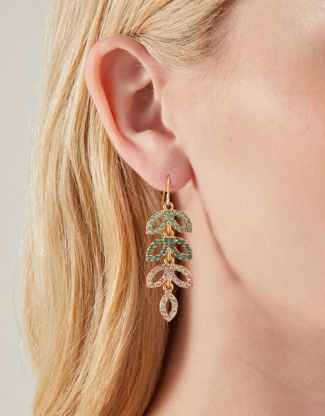Pavé Leaf Drop Earrings, , large