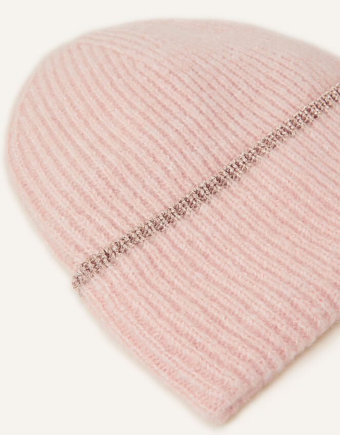 Sparkle Edge Beanie Hat Pink Beanies & Winter hats Accessorize UK