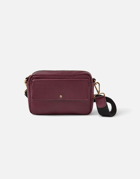 Leather Cross-Body Camera Bag Red, Red (BURGUNDY), large
