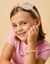 Girls Flower Mesh Bow Headband, , large