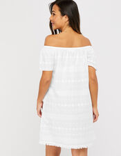 Schiffli Bardot Dress, White (WHITE), large