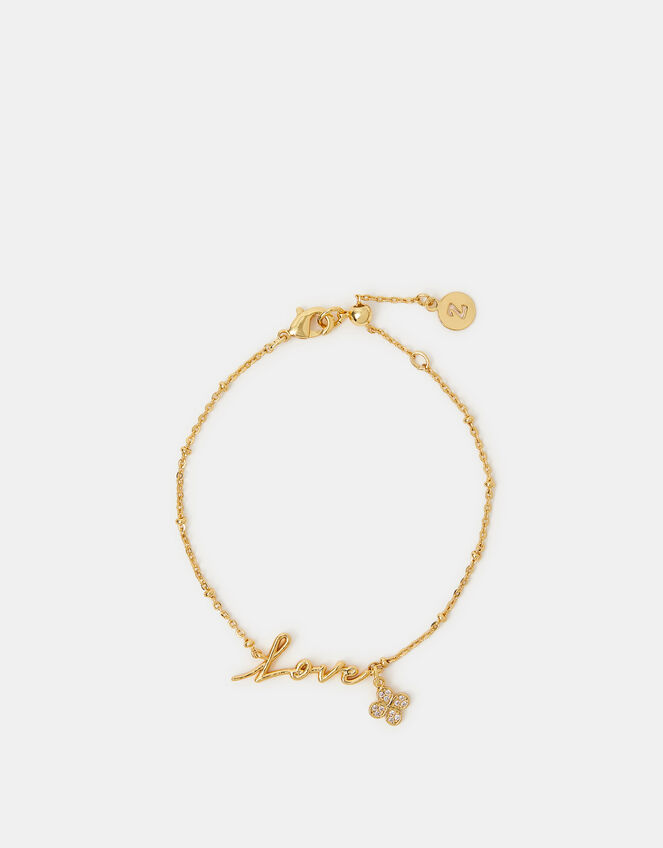 14ct Gold-Plated Love Charm Bracelet, , large