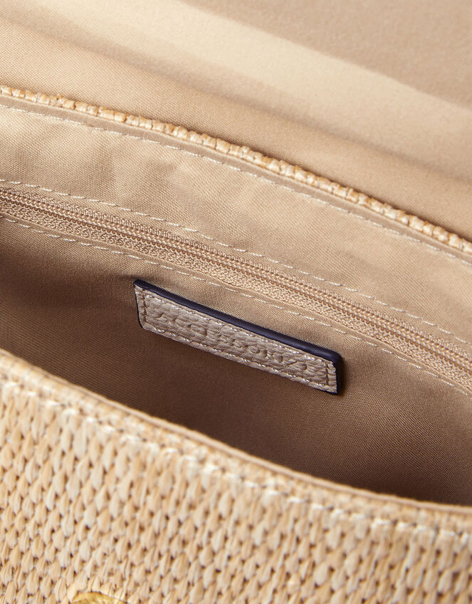 Woven Satchel Cross-Body Bag, Cream (CREAM), large