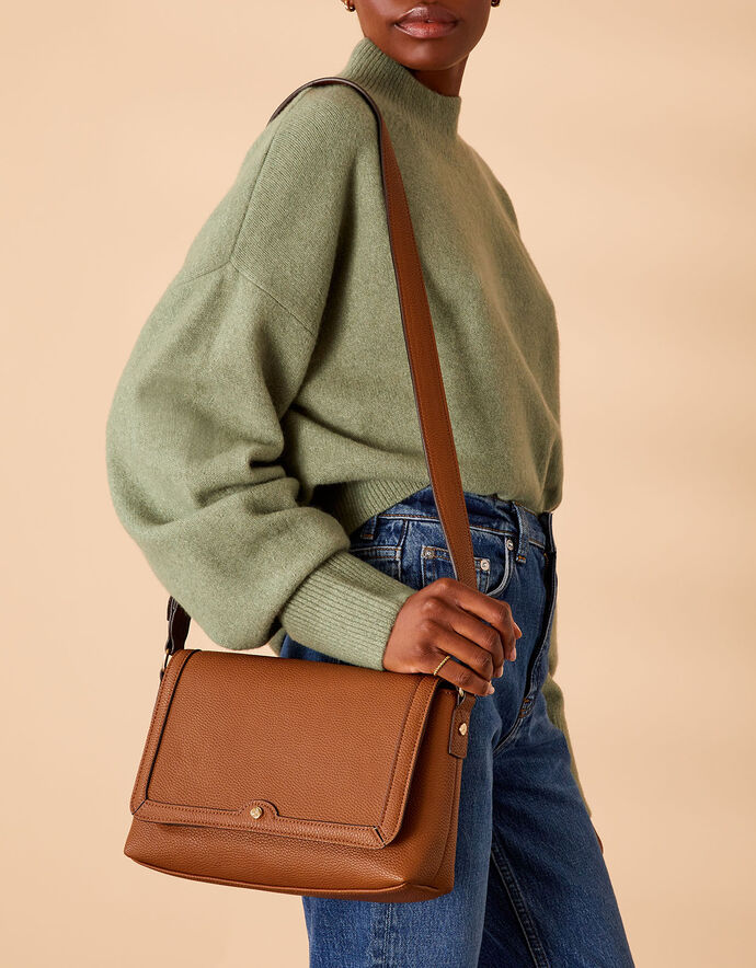 Large Fold Over CrossBody Bag Tan Crossbody bags Accessorize UK