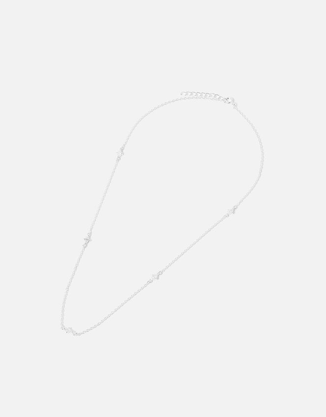 Sterling Silver Navette Station Necklace, , large