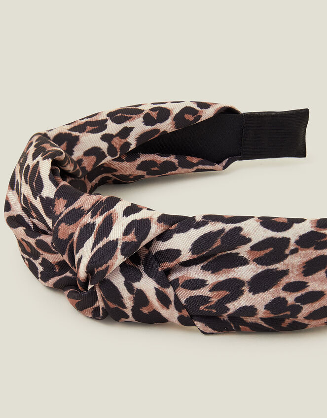 Leopard Print Knot Headband, , large