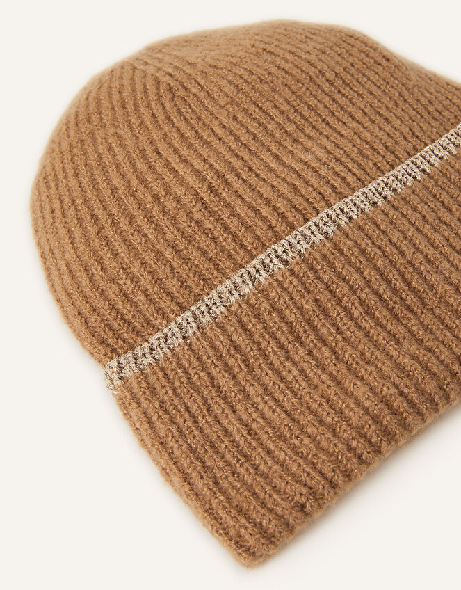 Sparkle Edge Beanie Hat Camel Beanies & Winter hats Accessorize UK