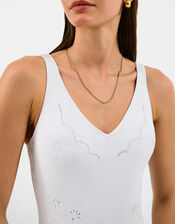 Floral Cutwork Swimsuit, White (WHITE), large