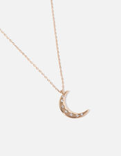 Rose Gold-Plated Moon Pendant Necklace, , large
