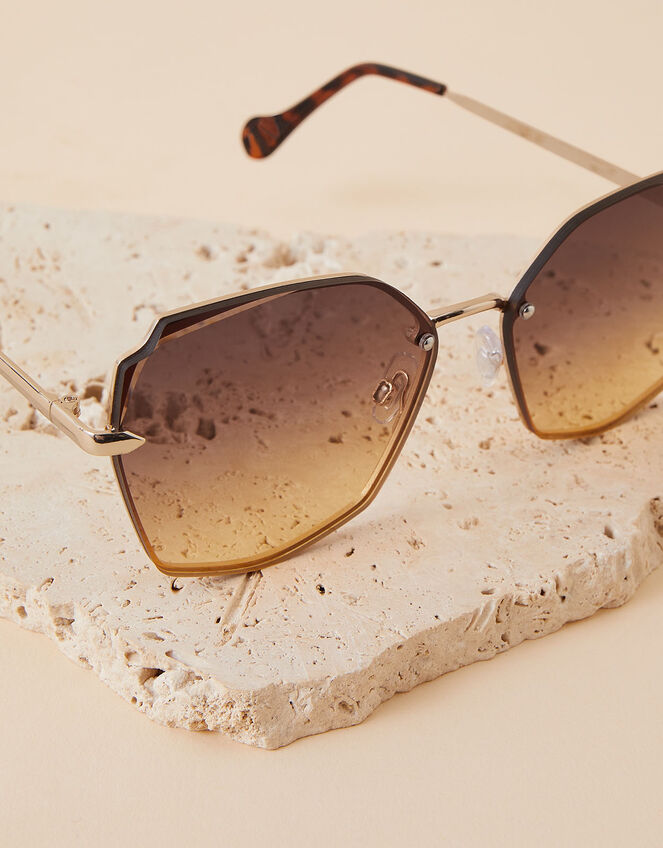 Shaped Rimless Sunglasses, , large