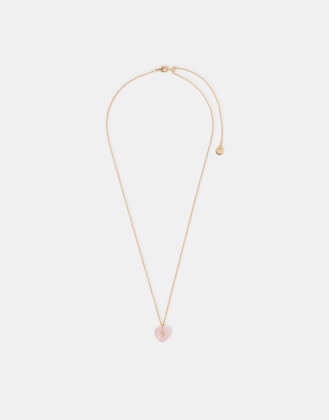 14ct Gold-Plated Rose Quartz Pendant Necklace, , large