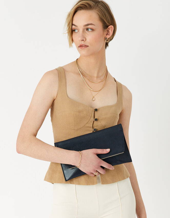 Slimline Bar Clutch Bag, Blue (NAVY), large