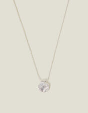 Sterling Silver-Plated Shell Necklace, , large