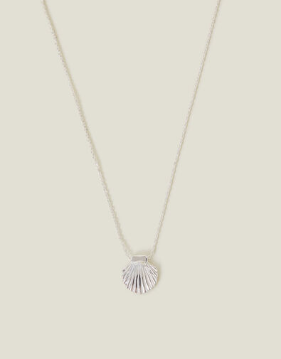 Sterling Silver-Plated Shell Necklace, , large
