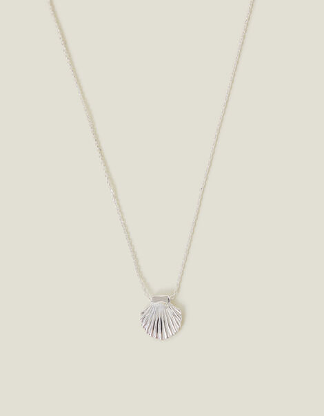Sterling Silver-Plated Shell Necklace, , large