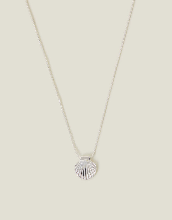 Sterling Silver-Plated Shell Necklace, , large