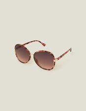 Oversized Round Tortoiseshell Sunglasses, , large