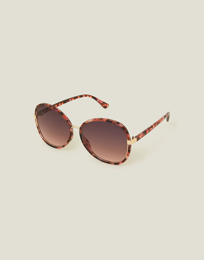 Oversized Round Tortoiseshell Sunglasses, , large