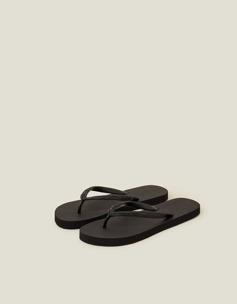 Embellished Flip Flops, Black (BLACK), large