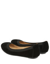 Suede Elasticated Ballerina Flats, Black (BLACK), large