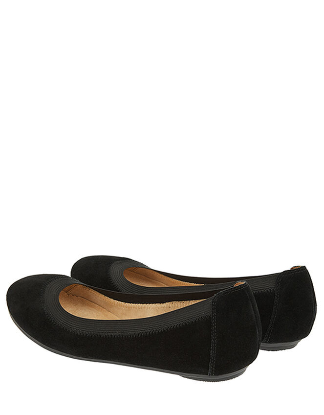 Suede Elasticated Ballerina Flats, Black (BLACK), large