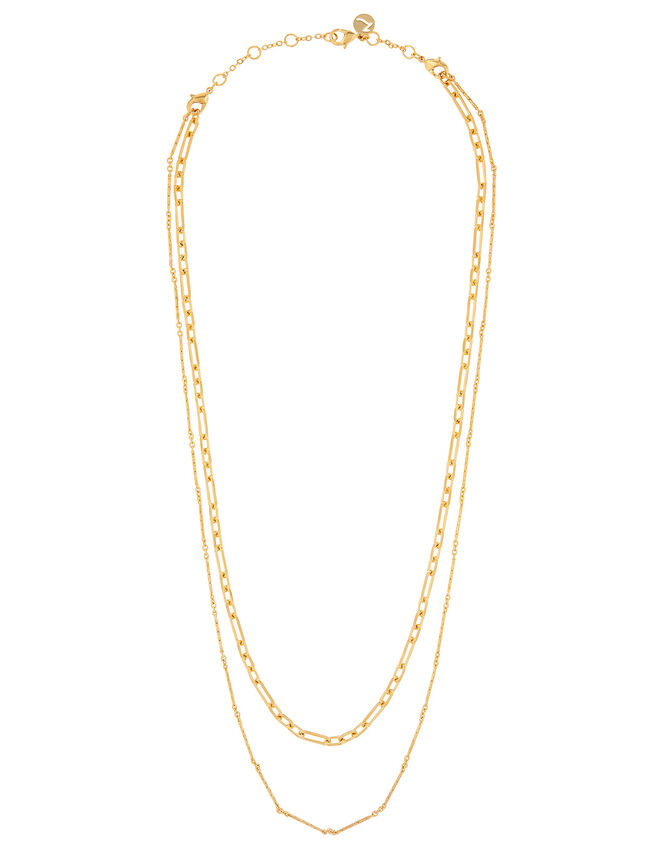Gold-Plated Fancy Link Layered Necklace, , large
