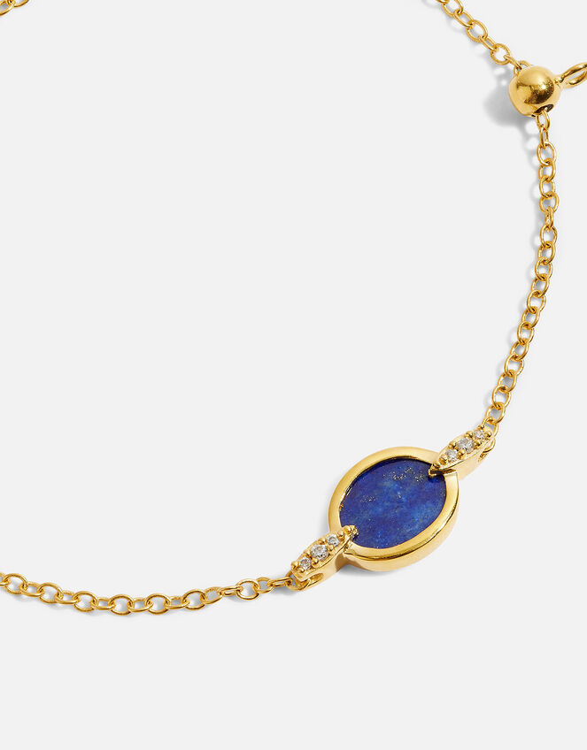 Gold-Plated Slice Lapis Lazuli Bracelet, , large