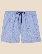 Mens Funshine Print Swimming Shorts, Blue (LIGHT BLUE), large