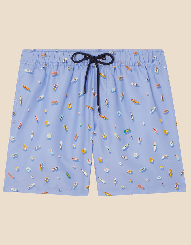 Mens Funshine Print Swimming Shorts, Blue (LIGHT BLUE), large