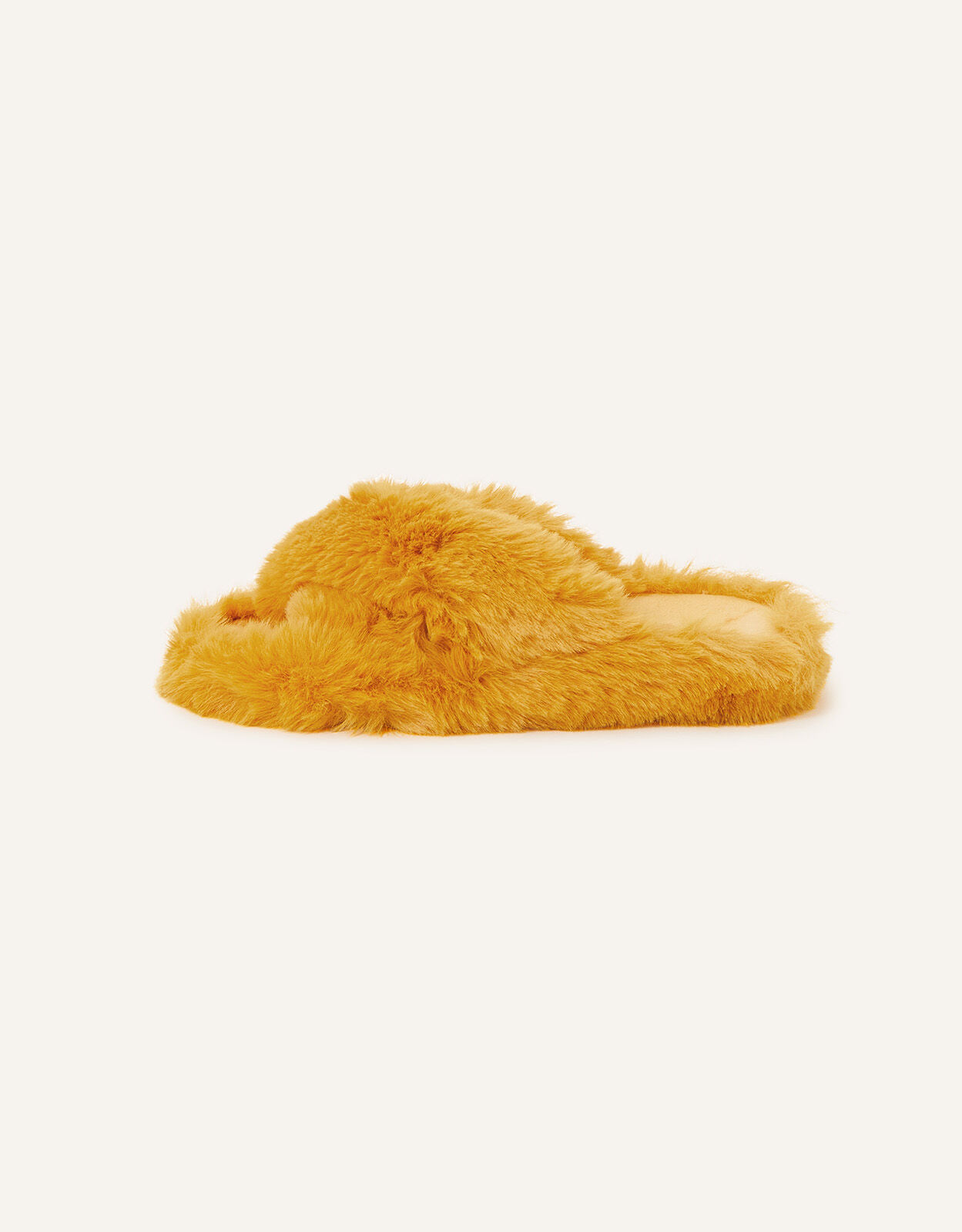 Faux Fur Crossover Sliders Yellow Slippers Accessorize UK