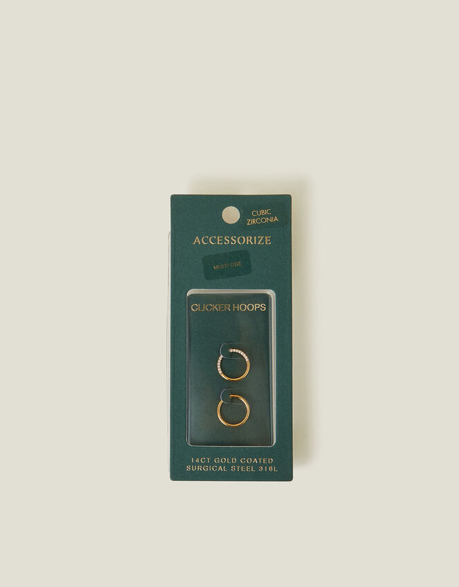 2-Pack 14ct Gold-Plated Surgical Steel Septum Hoops, , large