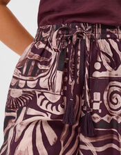 Abstract Print Wide Leg Trousers, Purple (PURPLE), large