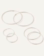 Sterling Silver Hoop Earrings Set of Three, , large