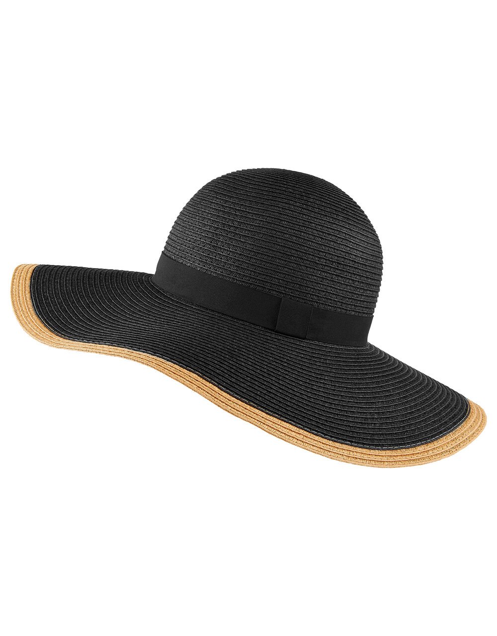 Contrast Edge Floppy Hat, Black (BLACK), large