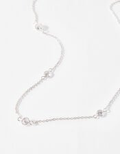 Sterling Silver Crystal Station Necklace, , large