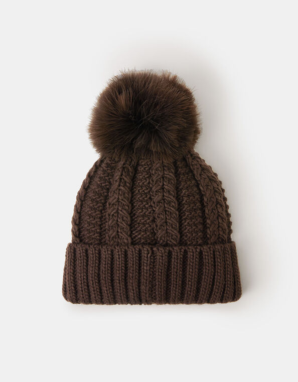Fluffy Pom Beanie Hat, , large