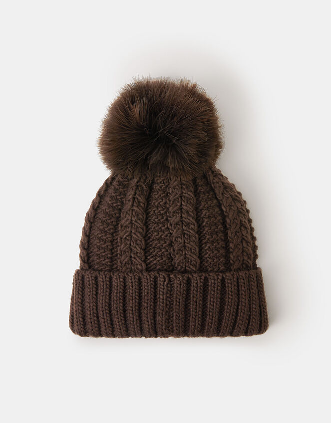 Fluffy Pom Beanie Hat, , large