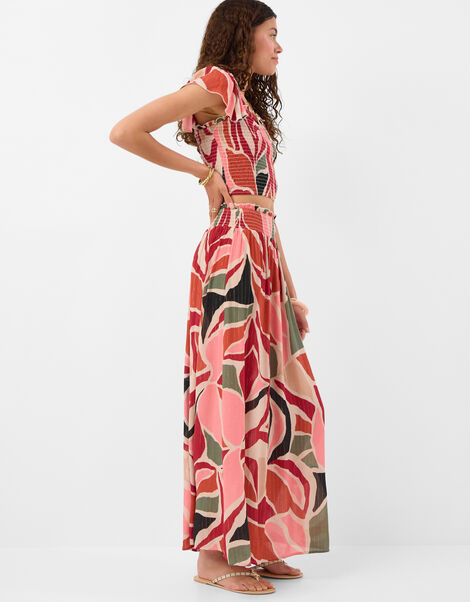 Abstract Print Smocked Maxi Skirt, Multi (MULTI), large