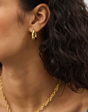 Stainless Steel Chunky Oval Hoop Earrings, , large