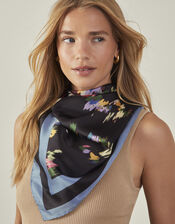 Floral Satin Square Scarf, , large