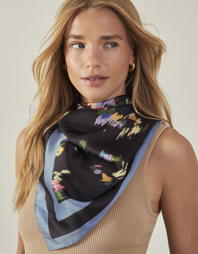 Floral Satin Square Scarf, , large