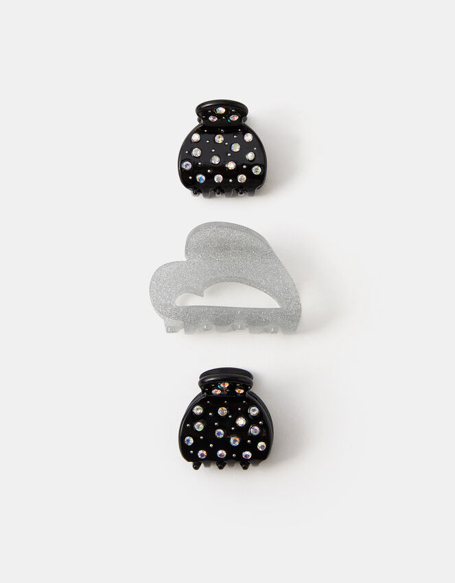 3-Pack Heart & Rhinestone Claw Clips, , large
